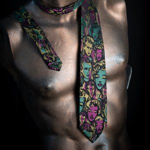 Versace Tie - Marylin  / James Dean - 80s - Green+